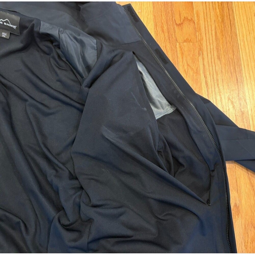 EDDIE BAUER Stadium Jacket Men's 2XL Black Soft Shell Hooded Lined Company Logo - Picture 10 of 16